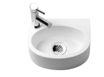 Lave-mains pour WC, suspendu semi-arrondi, parfait pour les espaces restreints, Largeur 27,5 cm, Profondeur 19,5 cm, Hauteur 12 cm, résine minéral, Livraison 5-7 jours OFFERTE.